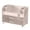 Pink, variant on Lume Wear Vanity Makeup Organizer with 2 Large Drawers and a Spacious Display Cabinet. A Partitioned Top Compartment and 6 Brush Holders Keep Your Beauty Storage Neat and Accessible