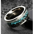thumbnail image 2 of Wedding Rings For Men. 8mm Steel Band w Turquoise & Duo Meteorite Inlay, 2 of 6