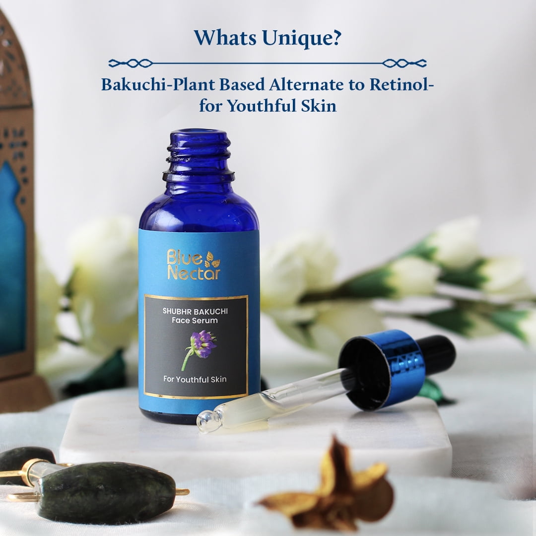 Blue Nectar Bakuchiol Anti Aging Serum for Fine Lines, Wrinkles | Oil Free Face Moisturizer Serum (1.01  fl oz)