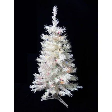 3' Pre-Lit White Artificial Christmas Tree - Multi Lights