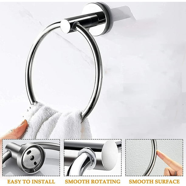 Juego de portarrollos de papel higiénico, accesorio de ba?o montado en la pared de 3 piezas que incluye portarrollos de papel higiénico cromado + toallero de acero inoxidable + ganchos para abrigos LingWen 8390614157156