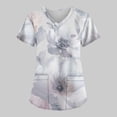 thumbnail image 7 of EHTMSAK Scrub Tops Women Clearance with Pocket Floral Short Sleeve Nurse Uniform V Neck Tunic Pockets T Shirt Blouse Light Purple 3X, 7 of 7