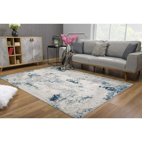 eRug Outlet Modern Abstract Area Rug Blue