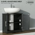 thumbnail image 5 of HOMCOM Farmhouse Pedestal Sink Storage Cabinet, Freestanding Bathroom Sink Cabinet with 2 Barn Doors and Adjustable Shelf, Distressed Black, 5 of 9