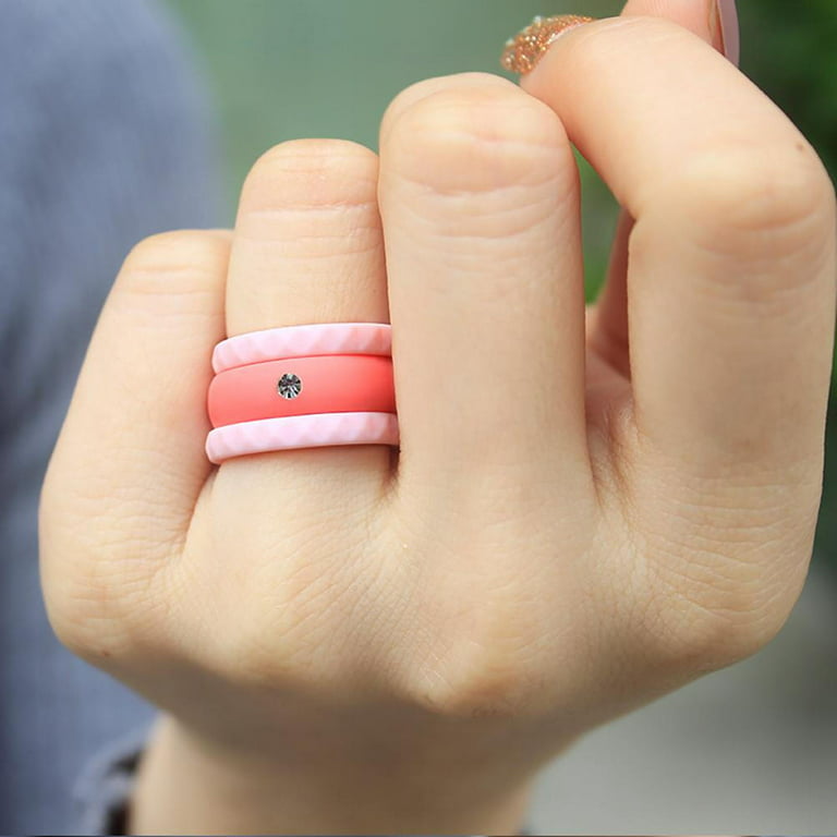 Fitness Rubber Ring, Rubber Ring Band, Silicone Rings, Silicone Stone Ring,  Women, Wide Silicone Ring, Solitaire Ring, Cocktail Ring 