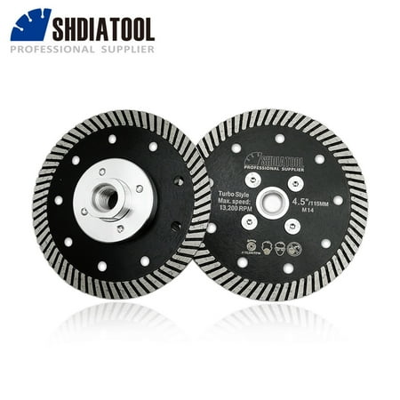 

SHDIATOOL Diamond Narrow Turbo Blade 2pcs Dia 105mm/115mm/125mm Superthin Cutting Disc for Granite Marble Concrete 5/8-11 or M14