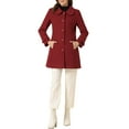 thumbnail image 2 of INSPIRE CHIC Women's Coats Peter Pan Collar Single Breasted Button Front Outwear Winter Coats M Red, 2 of 6