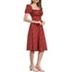thumbnail image 4 of Vestido de mujer con fruncido, escote cuadrado, dobladillo con volantes y estampado floral en rojo oscuro, 4 of 5