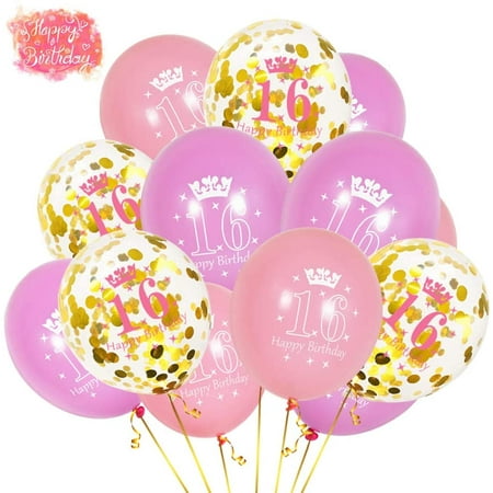 40th Birthday Balloons - 15 Pack 12" Black & Gold Confetti Latex Balloons For Party Decor
