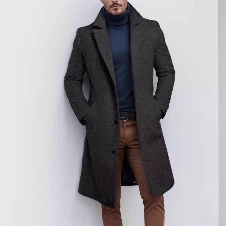 Turilly Men's Fashion Coats Casual Solid Color Buttons Pockets
