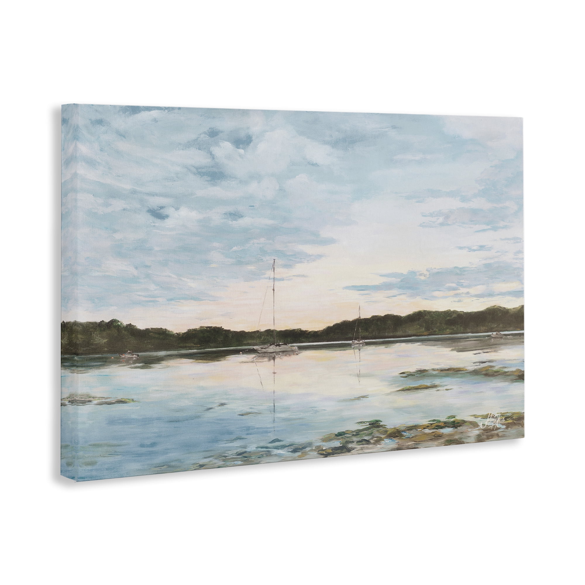 Stupell Industries Quiet Day on Lake Landscape Painting Gallery Wrapped Canvas Art Print Wall Art, 30 x 20