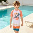 thumbnail image 2 of HAYIMI Playful Boys Beach Graphic O-Neck Short Sleeve T-Shirts With Shorts Summer Outfit Sets For Kids Comfortable Wear Easy Care Daily Stylish Clothes Sets, 2 of 6
