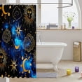 thumbnail image 3 of Manfei Boho Golden Sun Moon Shower Curtain 72Wx78L,Celestial Blue Nebula Bath Curtain, 3 of 5