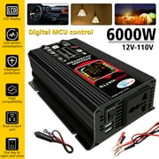 MDHAND 6000W Car Power Inverter DC 12V to AC 110V Car Converter with LED Display Remote, Black
