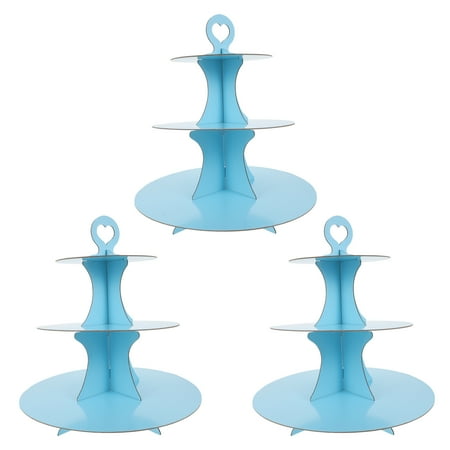 

3 Pcs Decorative Three-tiered Dessert Racks Fruit Snack Holders for Desktop (Sky-blue)