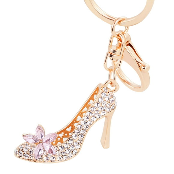 Elegant High Heel Shoe Keychain with Detachable Charm for Purse Bag Keys and Accessories