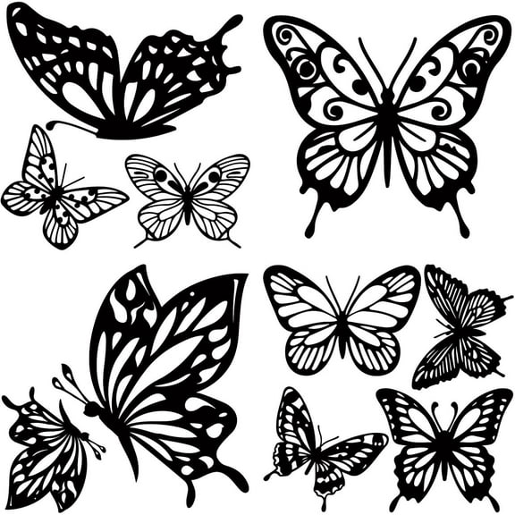 1 Set 4Pcs 4 Styles Butterfly Car Sticker Black Butterflies Waterproof PET Reflective Car Bumper Decals Women Automotive Exterior Decor Stickers for SUV Truck Motorcycle Doors Walls Laptop