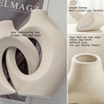 thumbnail image 3 of Snuggle Hollow Ceramic Vase Set of 2 for Coffee Table Decor, Donut Decorative Vases for Boho Modern Table Centerpieces Home Living Room Entryway Table Shelves Decoration (Beige W 6.3" X H 8.4"), 3 of 6