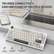 ATTACK SHARK X86 75% Wireless Gasket Mechanical Keyboard with Knob, CNC Aluminum Turd, 3 Mode Connectivity,82 Key Hot Swappable,Custom Linear Switches RGB Gaming Keyboard for Win/Mac/Linux-Star White