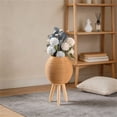 thumbnail image 5 of Rattan Woven Elevated Plant Pot with Tripod Stand, Boho Floor Standing Flower Basket, Indoor Home Decor Potted Plant Planter, 5 of 7