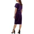 thumbnail image 2 of Kensie Womens Velvet Boatneck Midi Dress, Purple, Small, 2 of 3