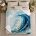 thumbnail image 5 of Crashing Blue Ocean Wave with White Sea Foam, Coastal Surf Art for Beach Lovers, Birthday Gift, Cozy Flannel Blanket for Bedroom and Lounge, Fresh Ocean Home Decor, 5 of 9