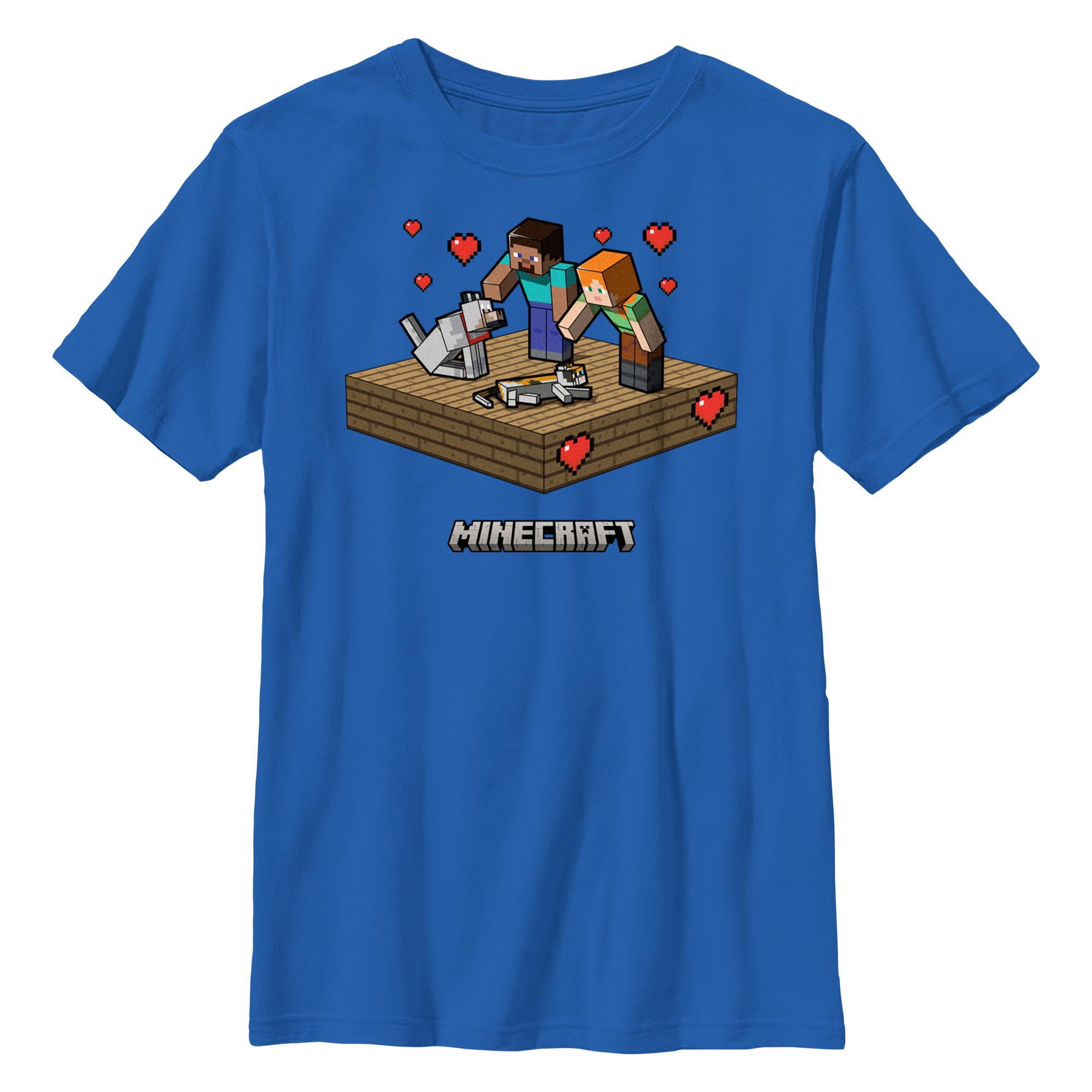 Boy's Minecraft Steve and Alex Love Pets Graphic T-Shirt