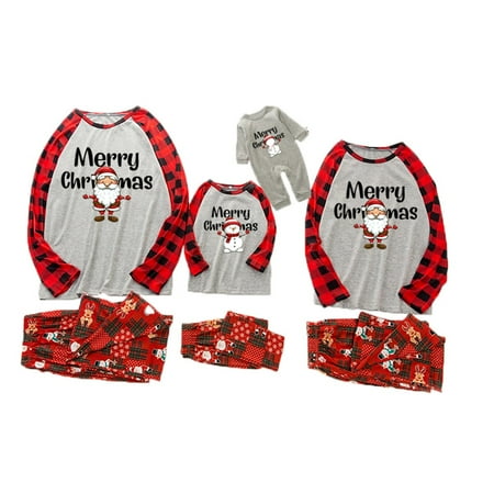 

Casual Matching Christmas Family Pajamas Sets Xmas Santa Claus Elk Reindeer Print Long Sleeve Tops and Pants Home Sleepwear for Women Men Kids ClearanceGray Men XL