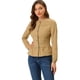 thumbnail image 3 of Chaqueta de mezclilla Allegra K con cuello redondo botones manga larga peplum Caqui XS, 3 of 6