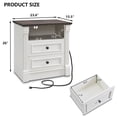 thumbnail image 3 of wow97e Farmhouse Nightstand, 2 Drawers End Table w/Charging Station, Roman Column, Wood Rustic Bedside Table w/Open Shlef for Bedroom, 3 of 7