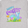 thumbnail image 4 of Inktastic Happy Easter Blue Bunny and Eggs in Grass Boys or Girls Long Sleeve Toddler T-Shirt, 4 of 5