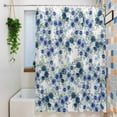 thumbnail image 3 of Navy Blue Roses Long Shower Curtain Set, Waterproof Shower Curtains for Bathroom, Spring Floral Elegant Pastoral Botanical Washable Fabric Bath Curtain for Bathtub Decoration with Hooks 72x84 Inches, 3 of 9
