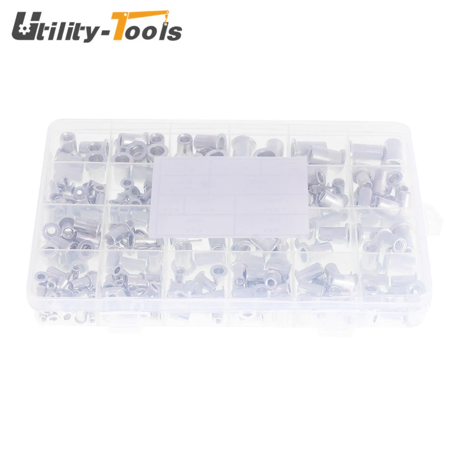 CIRCLE- Pack 300 Aluminum Rivet Nut Rivnut Nutsert Kit 150 Metric + 150 Sae