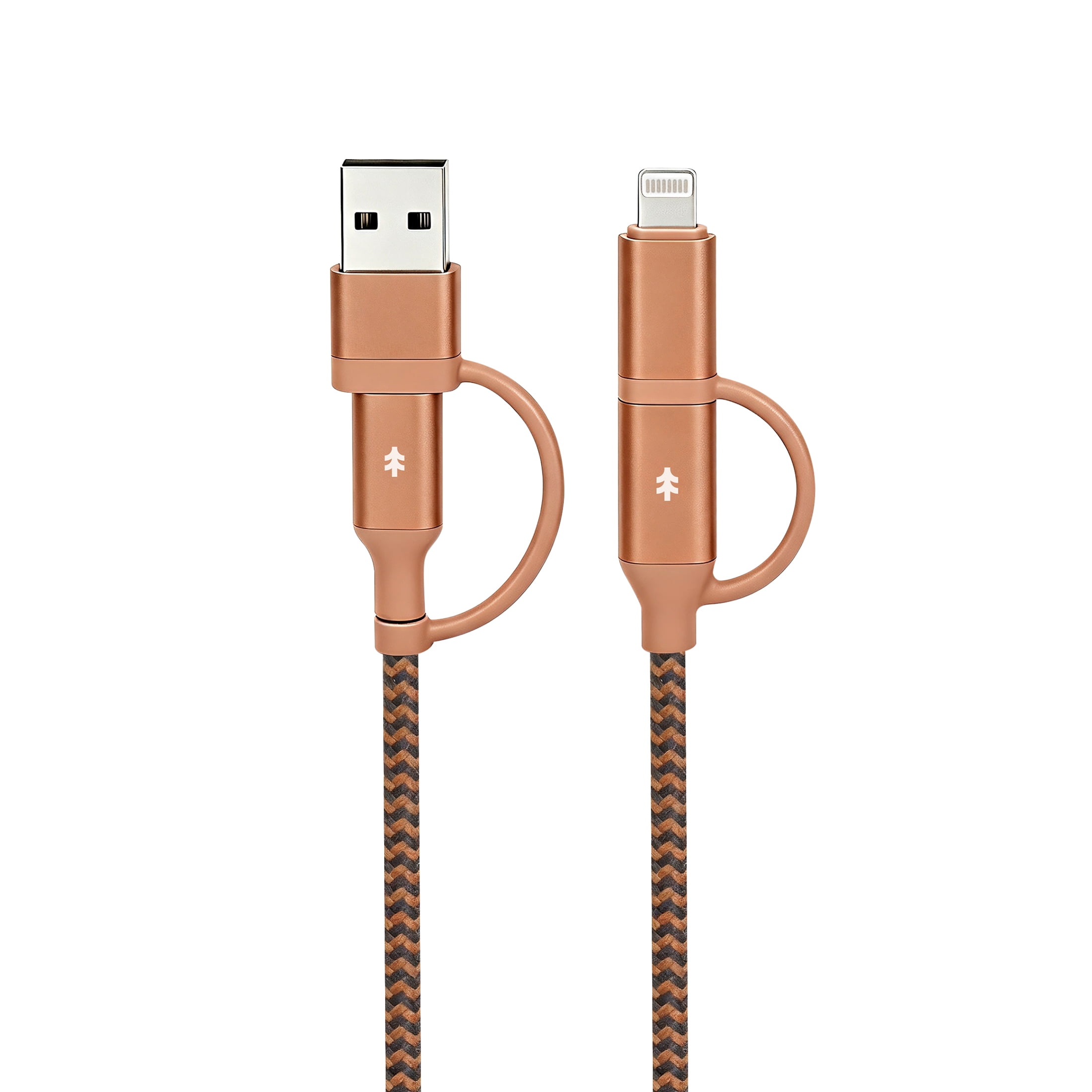Swiss Tech Kabel T60 3 ft 60W 4-in-2 USB-C to USB-C/Lightning Charging Cable, Terra Orange