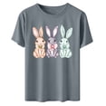 thumbnail image 5 of Tnhcen Women's Easter Bunny Print Graphic Tee Casual Short Sleeve Round Neck Plus Size S-3XL Cotton Spandex Polyester Stretchy Comfortable Spring Holiday Wear, 5 of 6