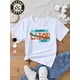 thumbnail image 1 of 100% Cotton T-Shirt - Happy Labor Cartoon Print Cute Round Neck Tee for, Machine Washable, All-Season Comfort for School & Casual Attire, Playful Fashion, Breathable Fabric, Casual Top, 1 of 6