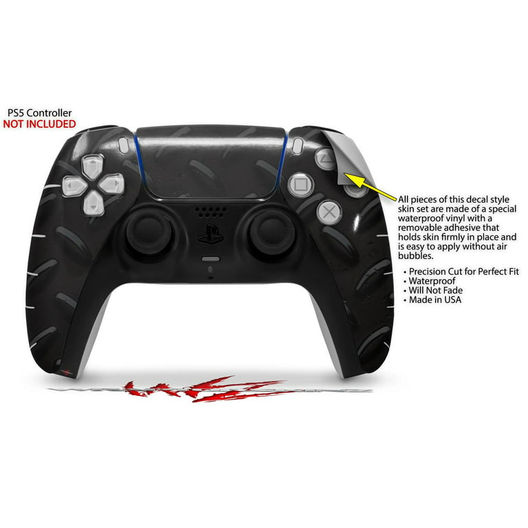 WraptorSkinz Skin Wrap compatible with the Sony PS5 DualSense Controller  Diamond Plate Metal 02 Black (CONTROLLER NOT INCLUDED)