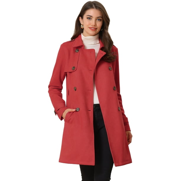 Chaqueta Gabardina Gamuza Sintética Con Muesca Allegra K Día de San Patricio Blazer Solapa Pico Rojo S