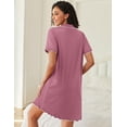 thumbnail image 5 of Ekouaer Cotton Nightgowns for Women Button Down Sleep Shirts Short Sleeve Night Gown Boyfriend Sleepwear Soft Night Shirts, 5 of 6