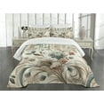 thumbnail image 3 of Ambesonne Vintage Quilted Bedspread Set 3 Pcs, Soft Color Floral Nostalgia, King Size, Eggshell Pale Slate Blue, 3 of 5