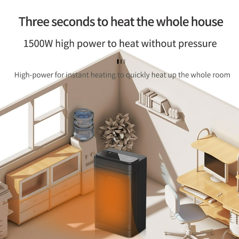 Portable Electric Space Heater 750W/1200W Safe and Quiet Ceramic Heater  Fan, 2 Modes Heat Up 200 Square Feet for Indoor Use, Black - Walmart.com