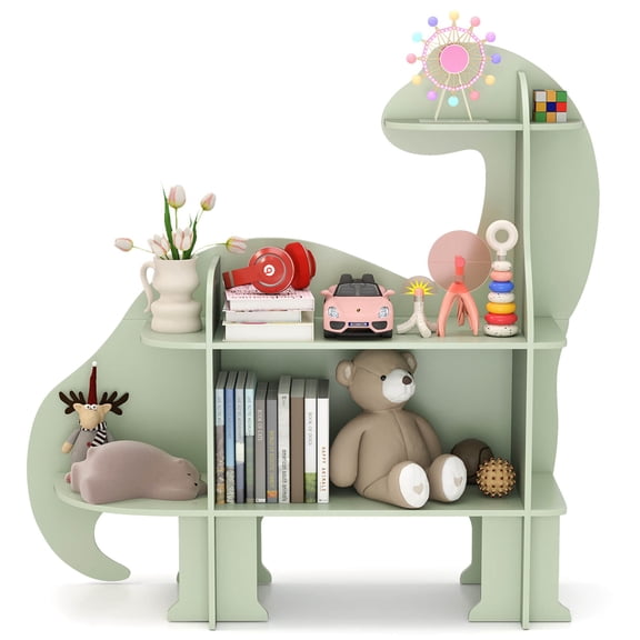 3-Tier Dinosaur Bookshelf Toy Storage Organizer Montessori Book Shelf