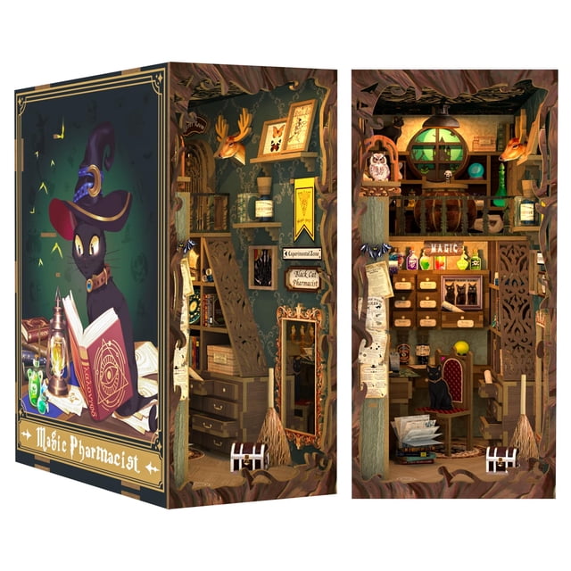 Kit de casa de muñecas en miniatura CUTEBEE Book Nook Unicorn
