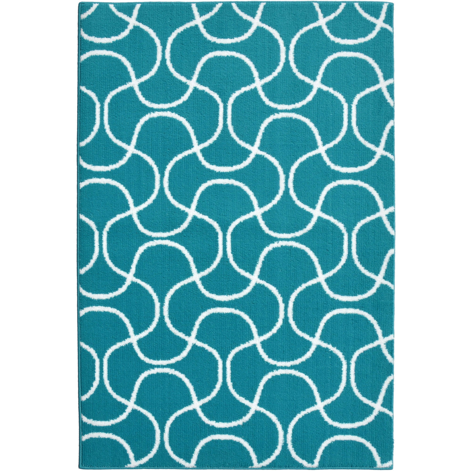 Mainstays Drizzle Teal/White 5 ft. x 7 ft. Area Rug