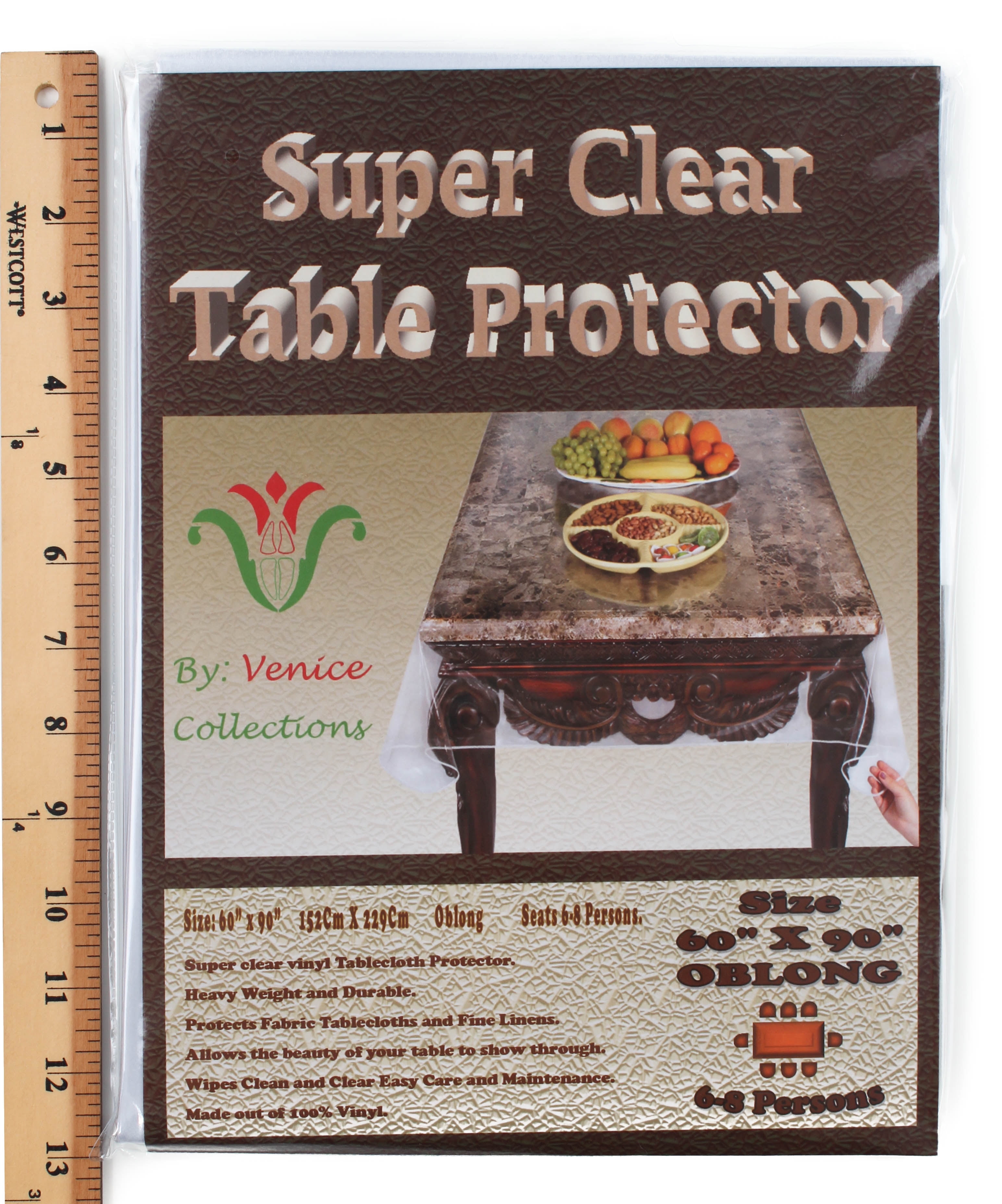Elaine Karen Clear Tablecloth Protector Deluxe Collection 100% Waterproof Crystal Plastic Table Cover 60 X 120 Oblong Heavy Duty Vinyl