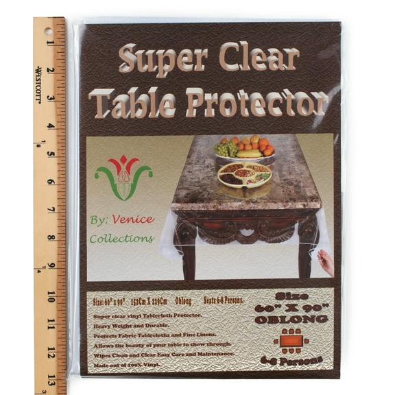 Super Clear Extra Heavy Duty, Durable 100% Vinyl Tablecloth protector & Table cover Size 60 X 90 Inches Oblong