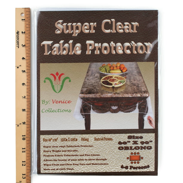 Vinyl Tablecloth Protector, 90 Round Clear Plastic Tablecloth