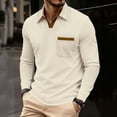 thumbnail image 2 of Mens Shirts, Men's Casual Shirts Classic Long Sleeve Basic Button T-Shirt Lapel Lightweight Fall Golf Tops with Pocket Khaki S, 2 of 6