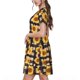 thumbnail image 2 of Easygdp Vintage Black White Plaid Sunflowe para Vestido Transpirable de Mujer, Vestido Suelto de Manga Corta con Pliegues y Bolsillos para el Verano, 2 of 6