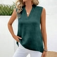 thumbnail image 2 of Dazajoo Cotton Linen Tank Tops for Women V Neck Sleeveless T-Shirts Summer Basic Vest Blouses for Work,Green,XL, 2 of 6